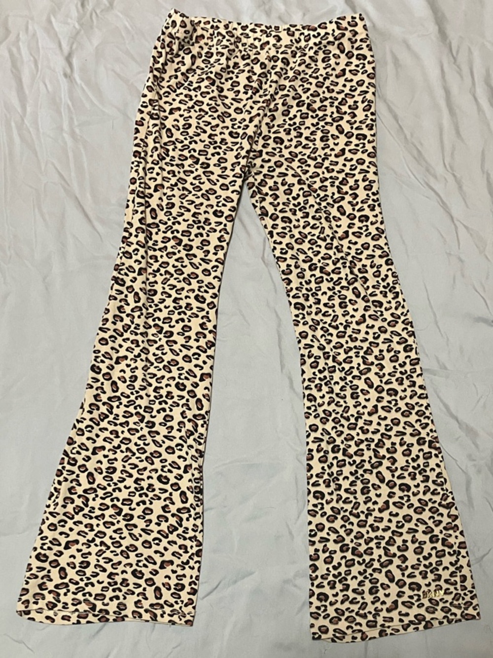 DKNY Kids Beige and Black Leopard Print Flared Leggings